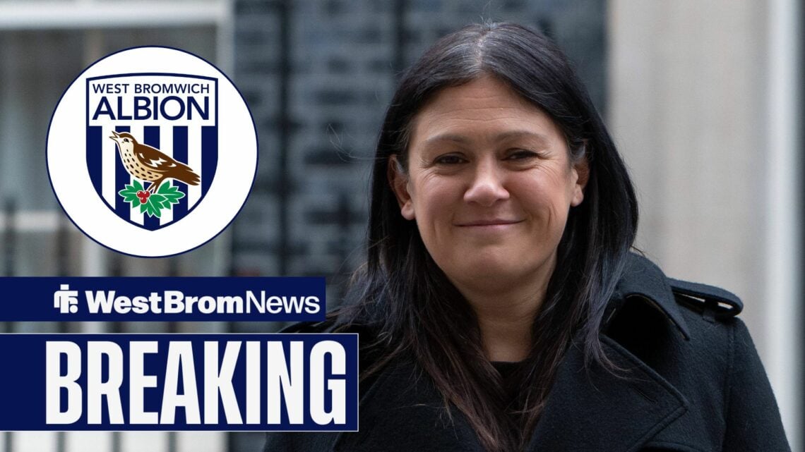 Culture, Media and Sport Secretary of State Lisa Nandy smiling, West Brom badge in inset.