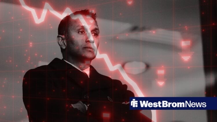 West Brom owner Shilen Patel looking angry.