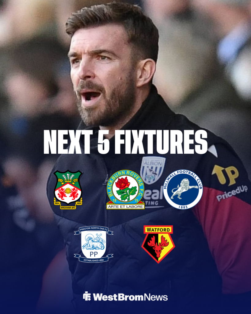 West Brom Championship next five fixtures