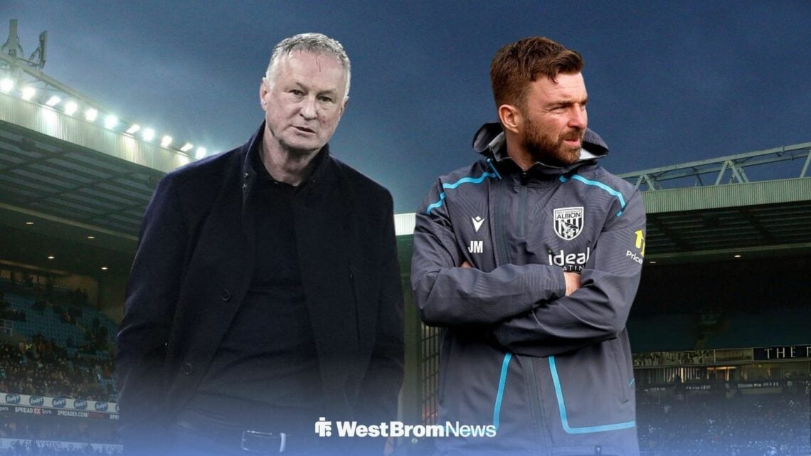 Michael O'Neill and James Morrison stood alongside each other at Ewood Park.