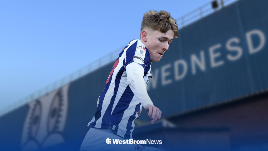 Ollie Bostock in a West Bromwich Albion shirt outside of Sheffield Wednesday's stadium, Hillsborough