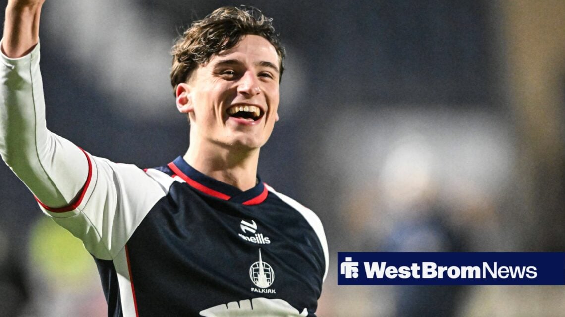 Falkirk v Hibernian William Hill Premiership Barney Stewart of Falkirk celebrates his sides win at full time during the William Hill Premiership ma...