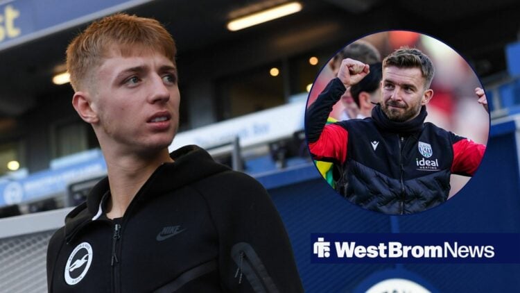 Brighton winger Tommy Watson looking at James Morrison.