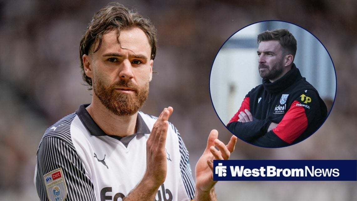 Ben Brereton Diaz looking at James Morrison.