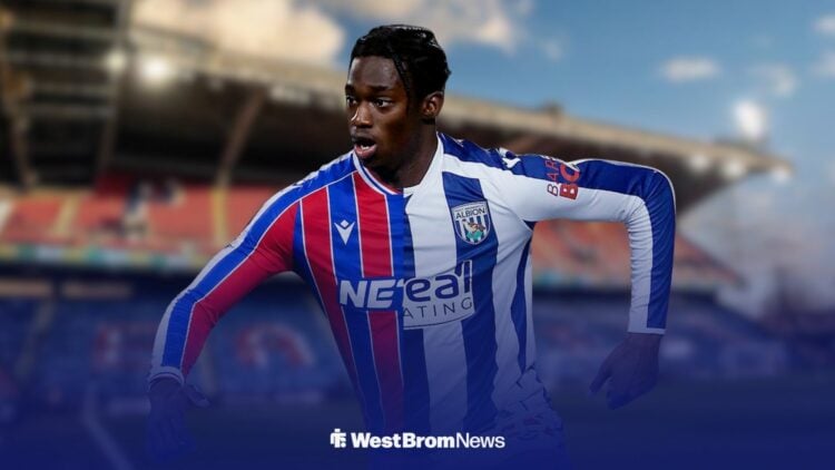 Hindolo Mustapha in a Crystal Palace and West Brom shirt at Selhurst Park