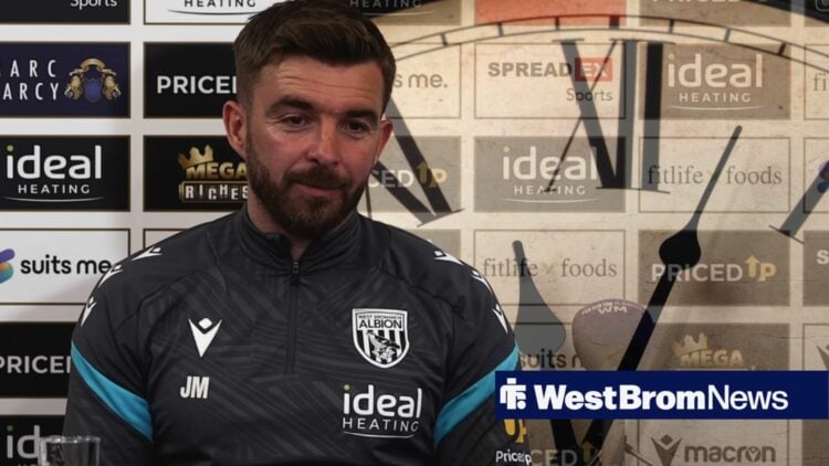 James Morrison speaking in a press conference at West Brom