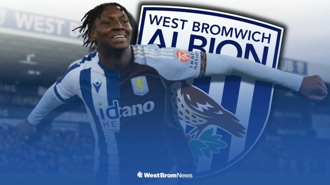 Jamaldeen Jimoh-Aloba in a West Brom and Aston Villa shirt