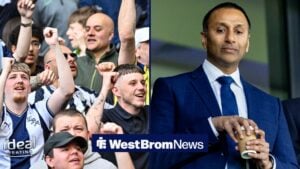 West Brom fans at The Hawthorns looking towards Shilen Patel at The Hawthorns