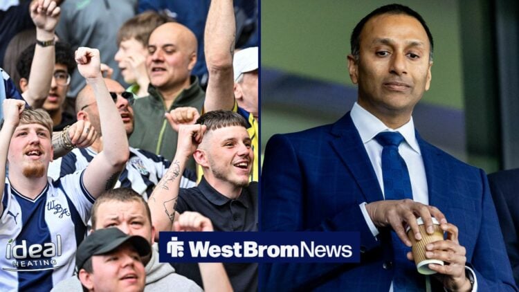 West Brom fans at The Hawthorns looking towards Shilen Patel at The Hawthorns