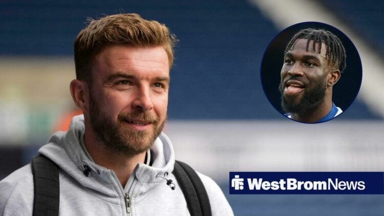 West Brom boss James Morrison, Daryl Dike smiling in inset.