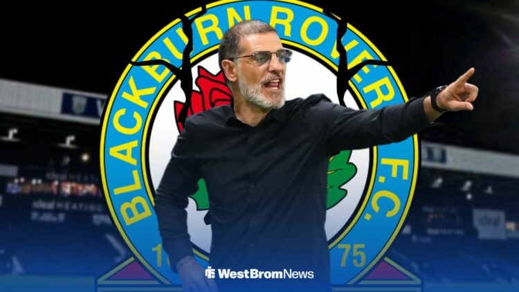 Former West Brom boss Slaven Bilic with cracking Blackburn badge behind him.