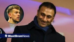 West Brom chief Shilen Patel as main image with Alex Palmer in circular inset