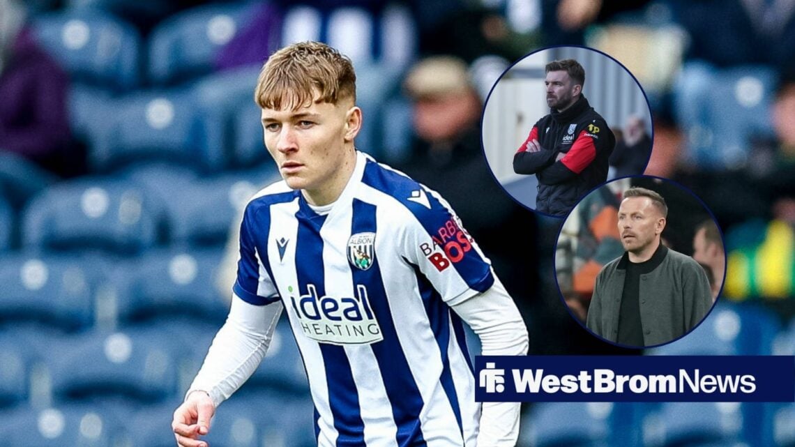 Ollie Bostock in action for West Brom, alongside circular insets of James Morrison and Craig Bellamy.