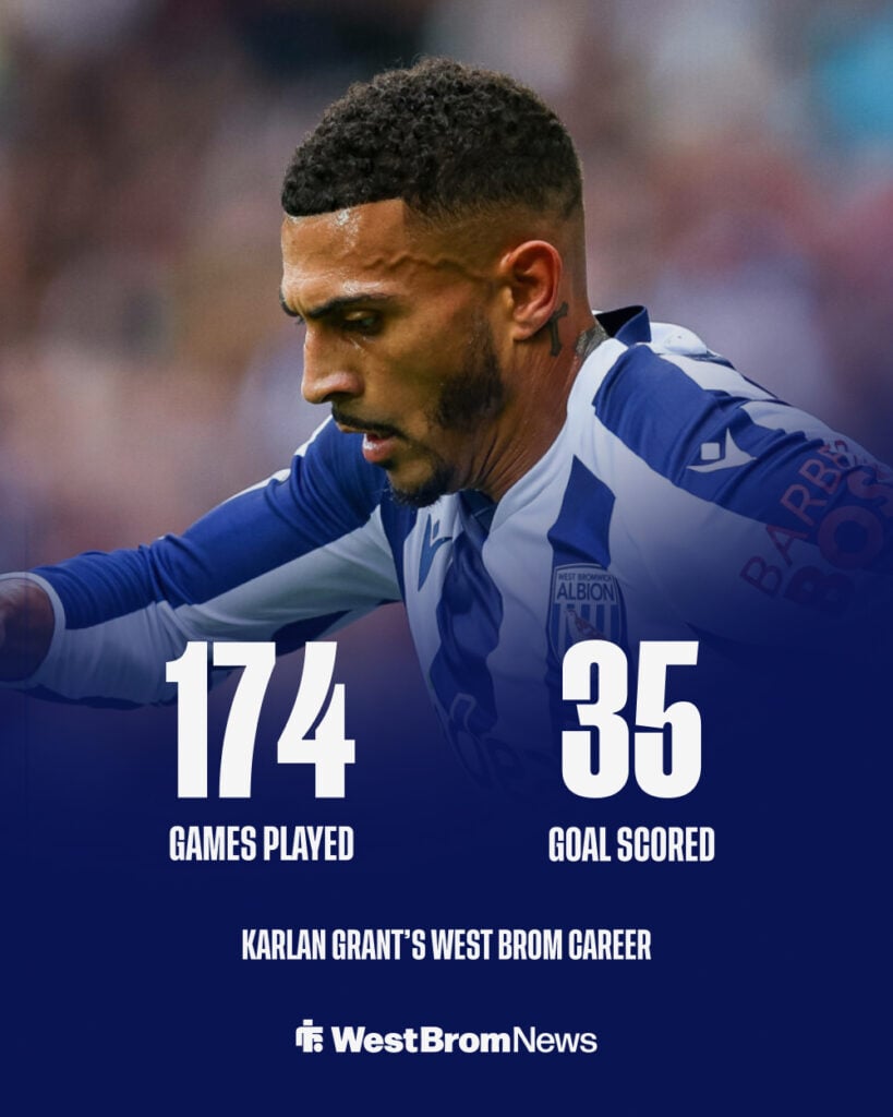 Karlan Grant has scored 35 goals in 174 West Brom games