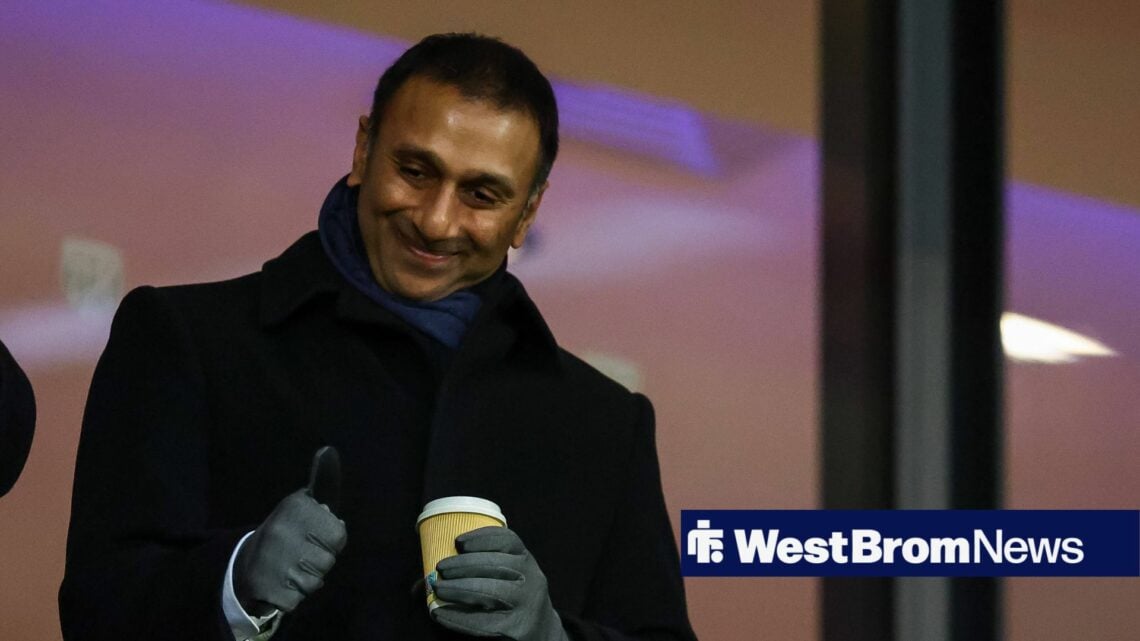 Shilen Patel, chairman and owner of West Bromwich Albion, gives the thumbs up during the Sky Bet Championship match between West Bromwich Albion an...
