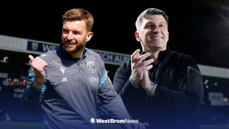 James Morrison smiling at the Hawthorns with Hull manager Sergej Jakirovic smiling as well beside him