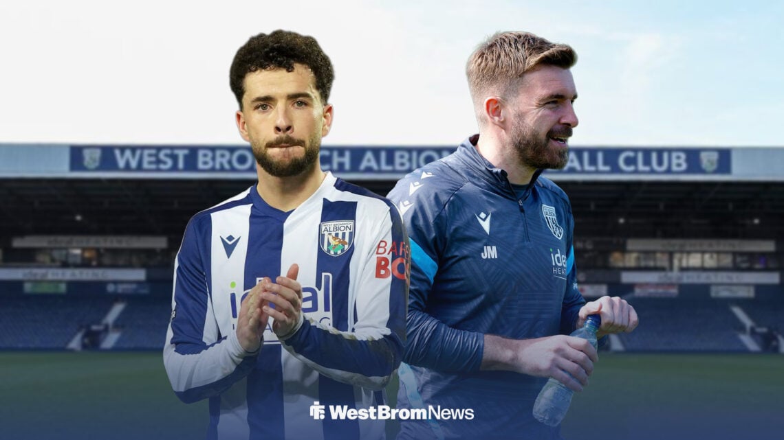 Mikey Johnston applauds, with James Morrison alongside him and The Hawthorns in the background