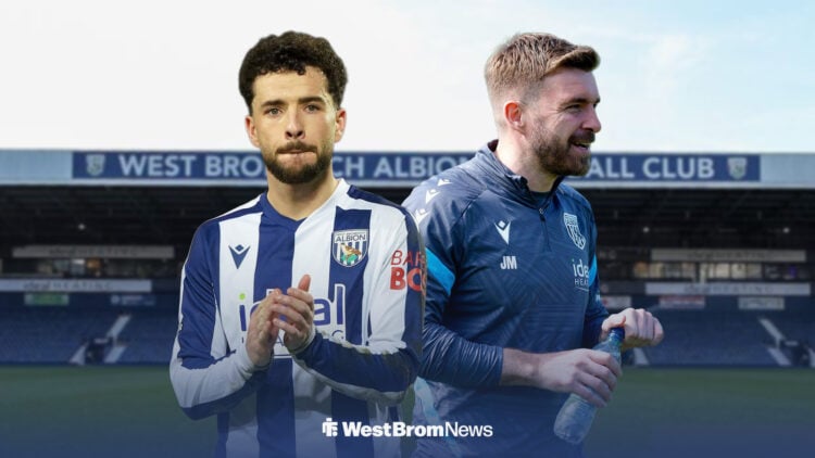 Mikey Johnston applauds, with James Morrison alongside him and The Hawthorns in the background