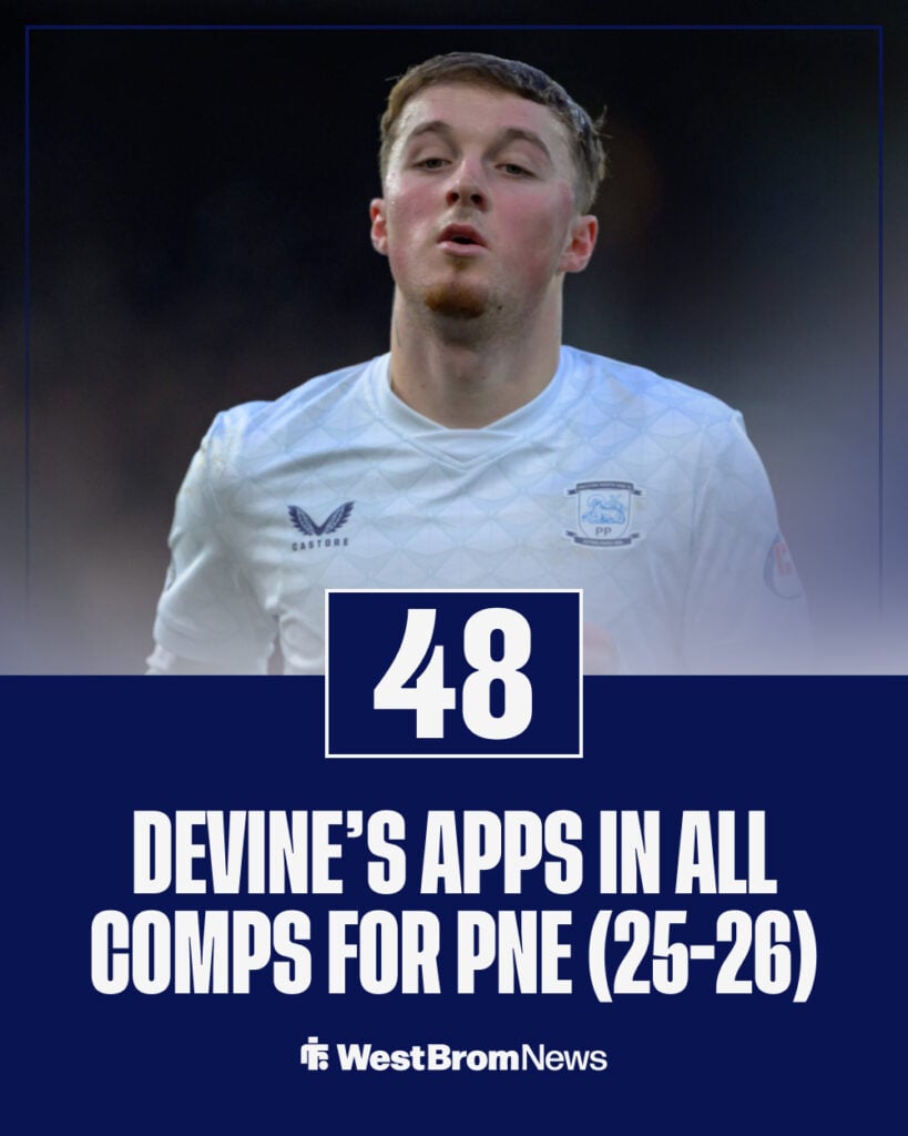 Alfie Devine's stats for Preston North End during the 2025-26 season.